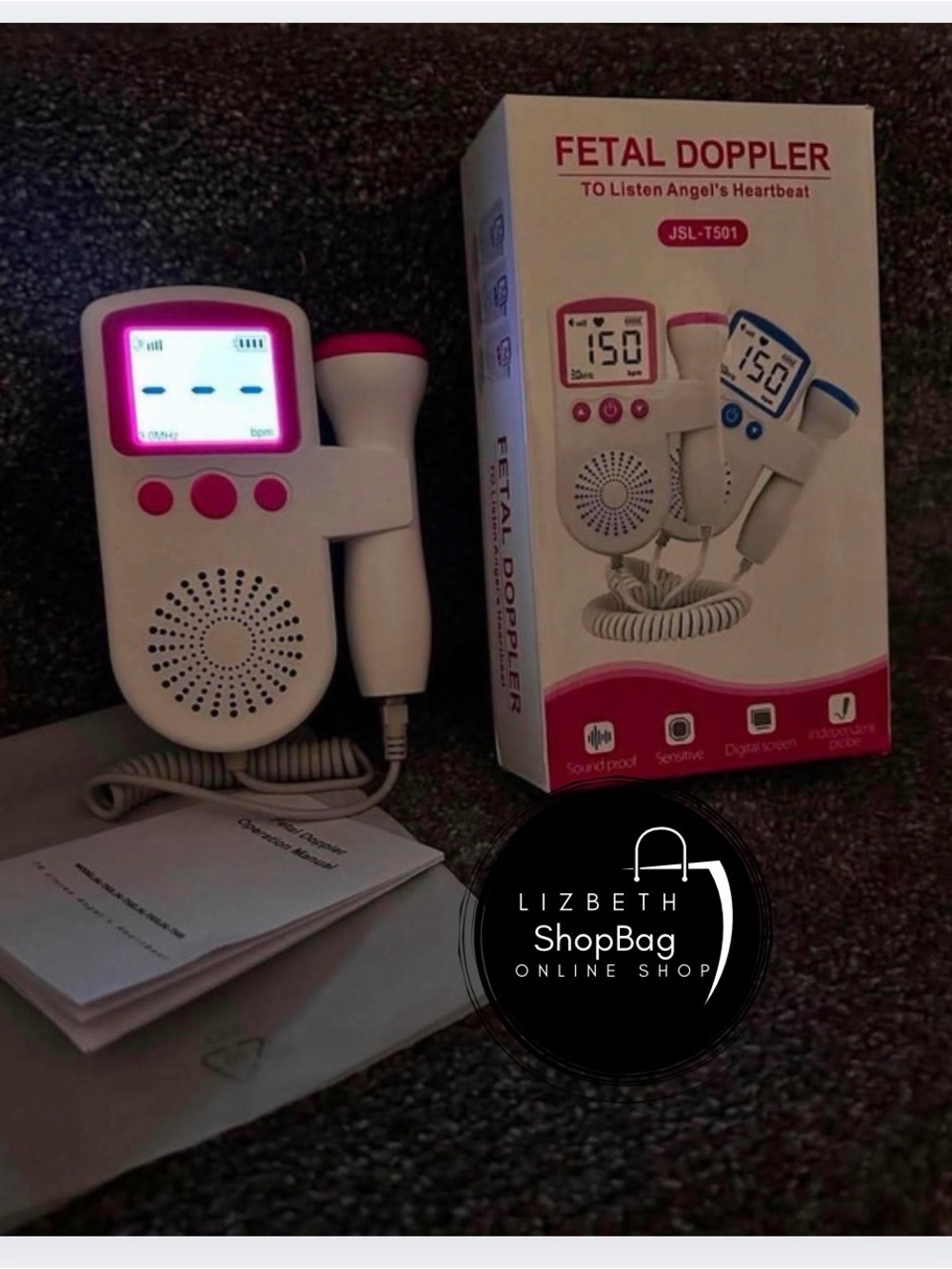 Fetal Doppler Monitor Baby Heartbeat Listener - Pink/White